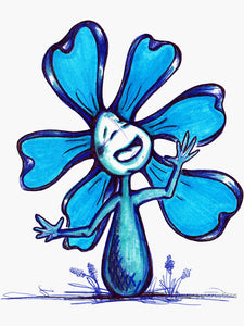 "Blue Color Chakra Flowerkid" Vinyl Sticker