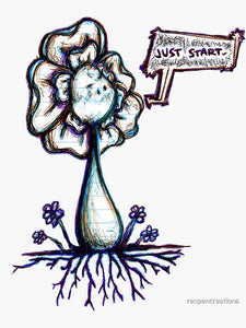 "Just Start" Flowerkid Vinyl Sticker